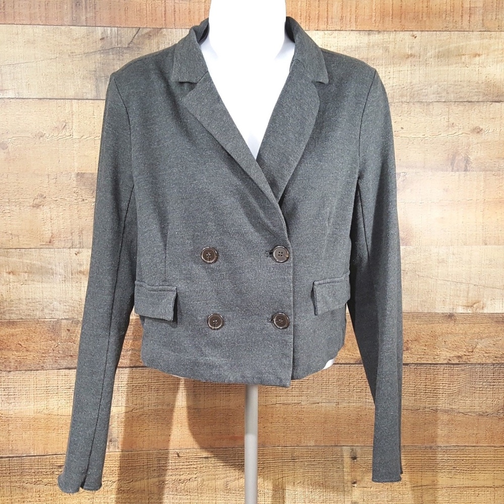 Forever 21 Dress Jacket Women's Size S Dark Gray Mid Waist Patches